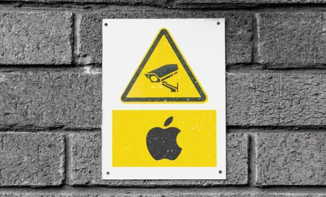 the camera and apple sign
